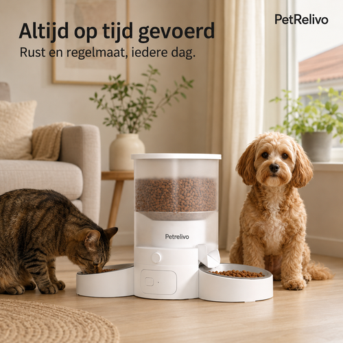 PetRelivo Automatische 5L Voerbak voor Kat en Hond Zwart