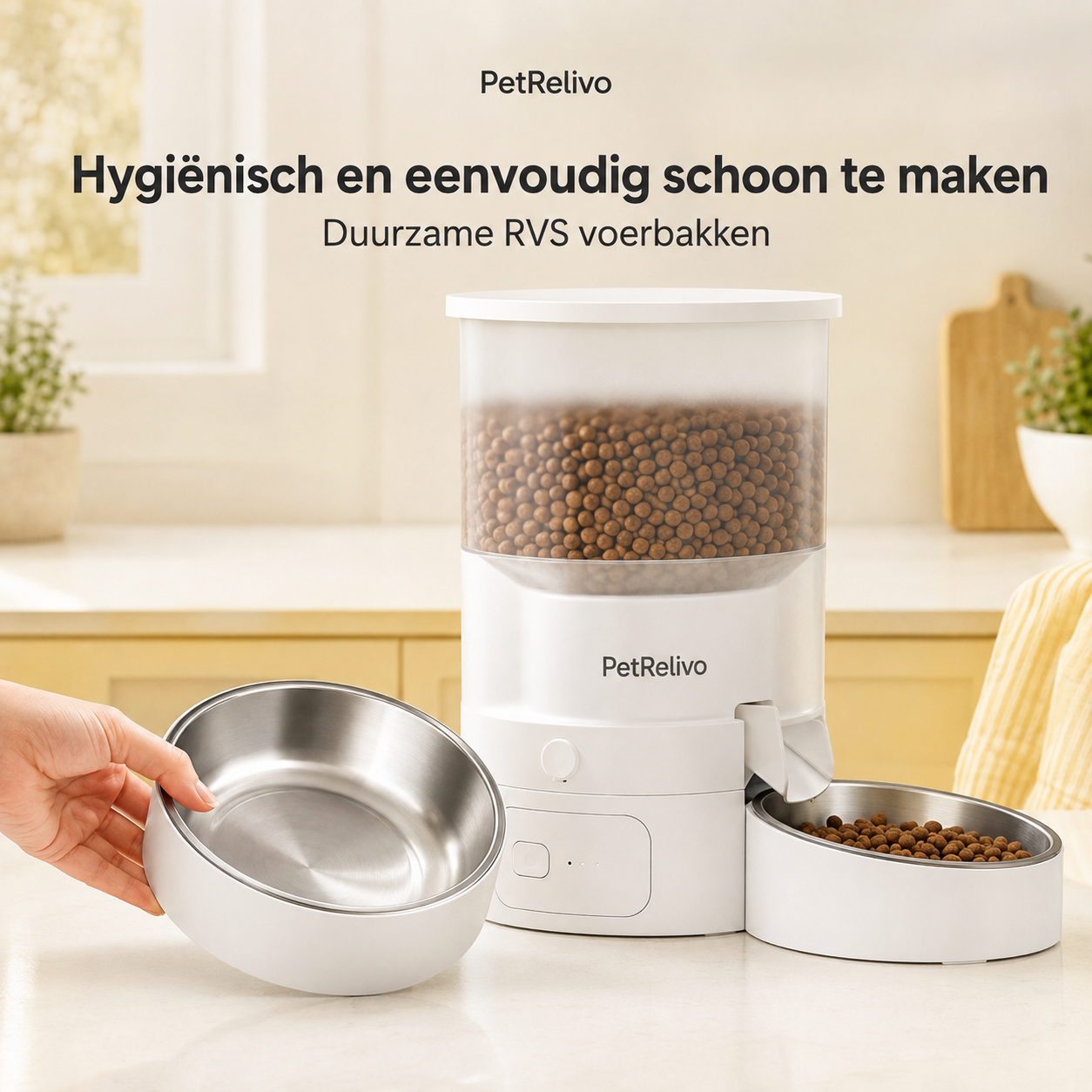 PetRelivo Automatische 5L Voerbak voor Kat en Hond Zwart