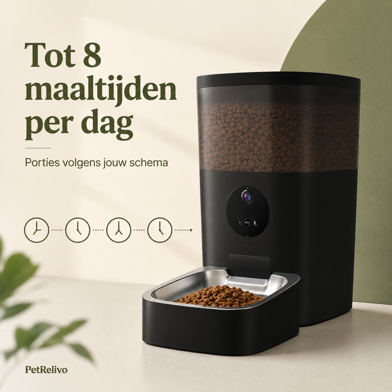 PetRelivo Slimme Automatische Voerbak met HD Camera en Dubbele Kom