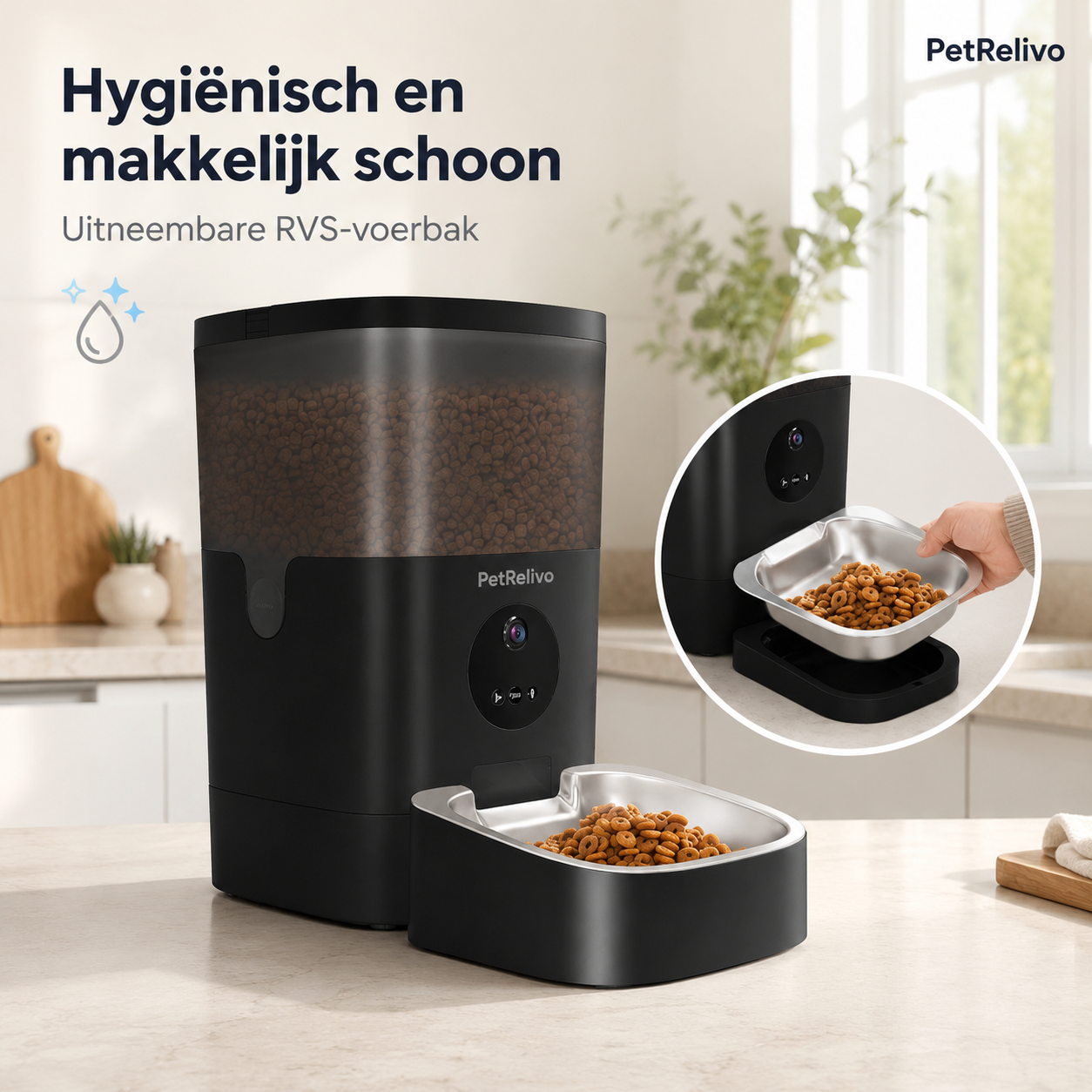 PetRelivo Slimme Automatische Voerbak met HD Camera en Dubbele Kom