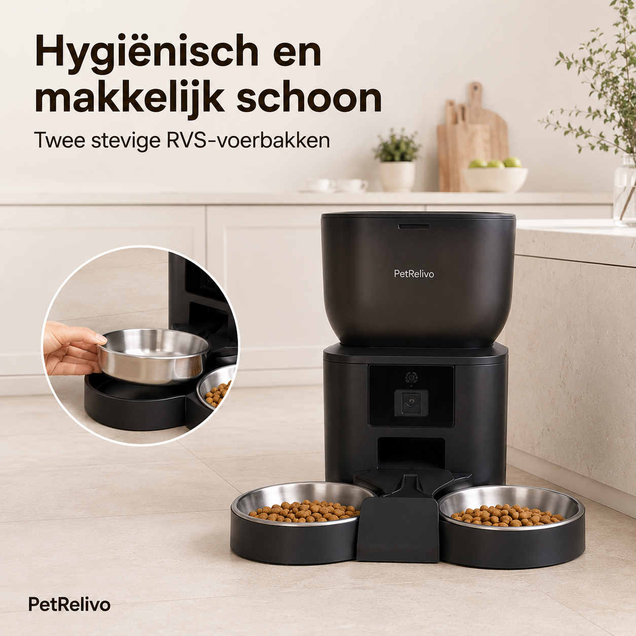 PetRelivo Slimme Automatische Voerbak met HD Camera en Dubbele Kom