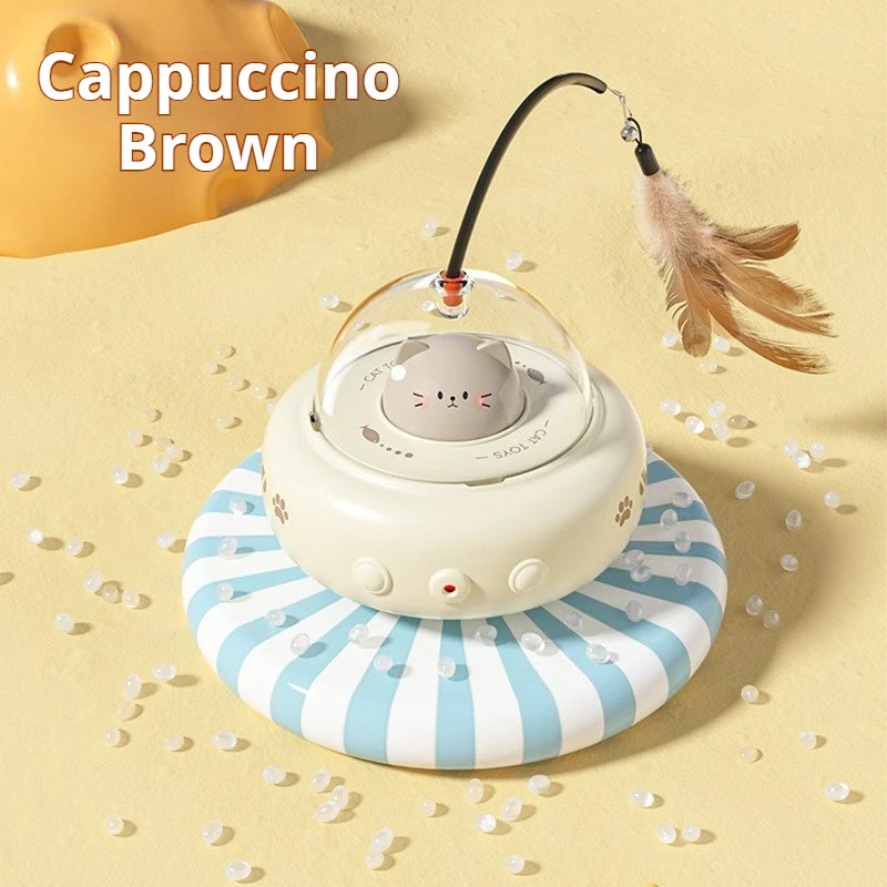 PetRelivo UFO 3-in-1 Automatisch Interactief Kattenspeelgoed met Laser en Veer