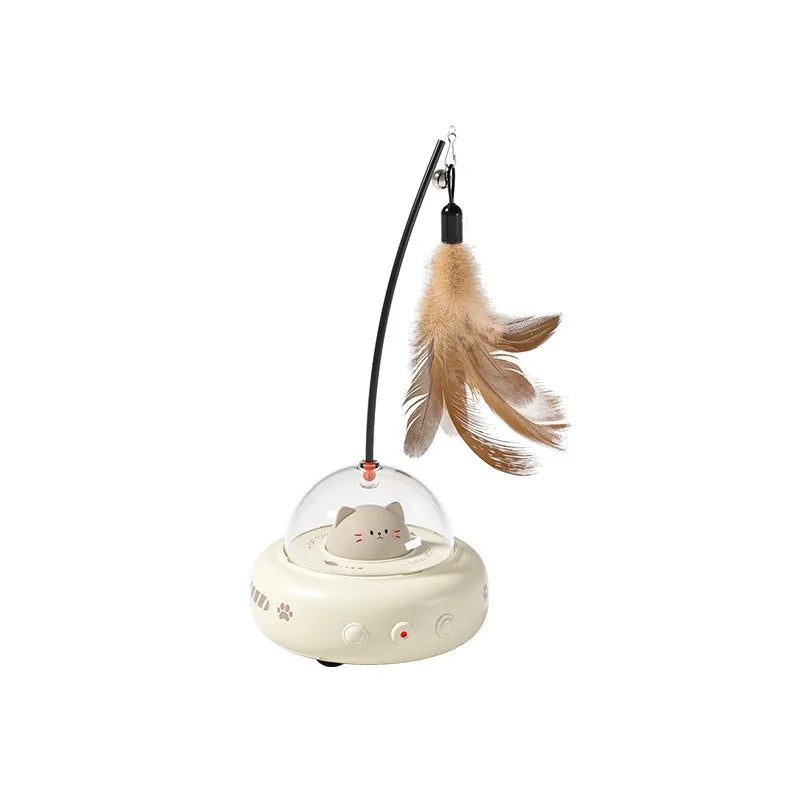 PetRelivo UFO 3-in-1 Automatisch Interactief Kattenspeelgoed met Laser en Veer